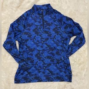 G/FORE Icon Camo / Skull Golf 1/4 Zip Pullover, Blue / Black, Men’s Large